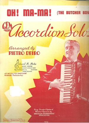 Picture of Oh Ma Ma (The Butcher Boy), Rudy Vallee & Paolo Citorello, arr. Pietro Deiro, accordion solo
