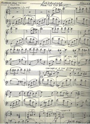 Picture of Andalouse from "Le Cid Ballet', Massenet, arr. Galla-Rini, free bass accordion solo