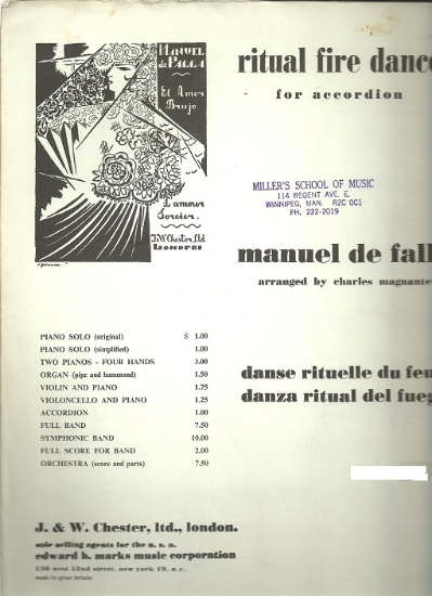 Picture of Ritual Fire Dance, Manuel de Falla, arr. Charles Magnante, accordion solo 