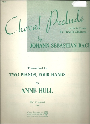 Picture of Chorale Prelude on "In dir ist Freude", In Thee is Gladness, J. S. Bach, arr. Ann Hull, piano duo