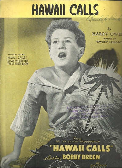 Picture of Hawaii Calls, movie title song, Harry Owens