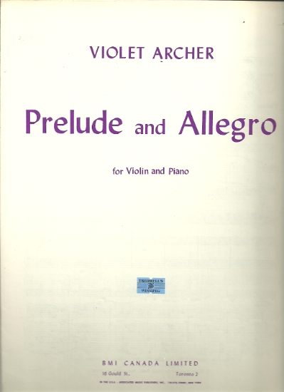 Picture of Prelude and Allegro for Violin & Piano, Violet Archer