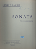 Picture of Sonata, Ernest Bloch, piano solo 