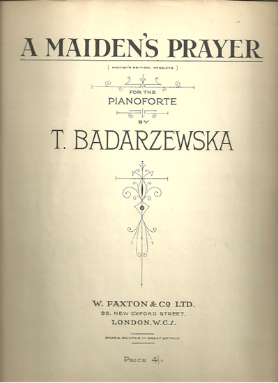 Picture of A Maiden's Prayer, Tekla Badarzewska, piano solo 