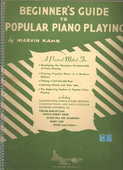 Picture of Beginner's Guide to Popular Piano Playing, Marvin Kahn