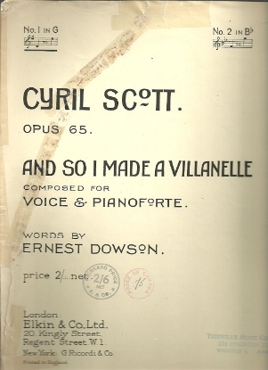 Picture of And so I Made a Villanelle, Ernest Dowson & Cyril Scott Op.65, low voice 