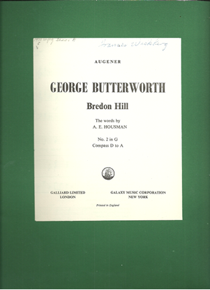 Picture of Bredon Hill, George Butterworth & A. E. Housman, high voice solo