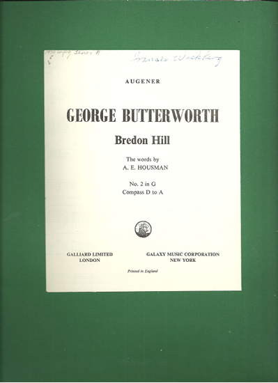 Picture of Bredon Hill, George Butterworth & A. E. Housman, high voice solo