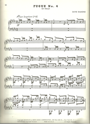 Picture of Fugue No.4 in C# minor, David Diamond, piano solo