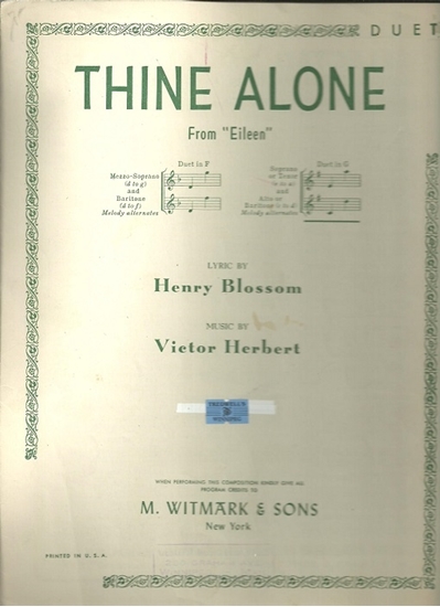 Picture of Thine Alone, from "Eileen", Henry Blossom &  Victor Herbert, vocal duet