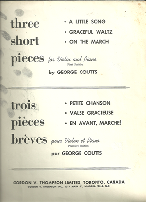 Picture of Three Short Pieces for Violin & Piano, George Coutts