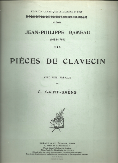 Picture of Pieces de clavecin, Jean-Philippe Rameau, piano solo songbook