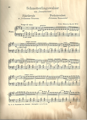Picture of Schmetterlingswalzer, Erkki Melartin Op. 22 No. 17, piano solo