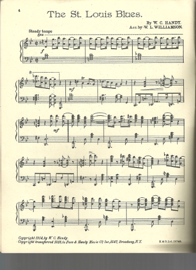 Picture of St. Louis Blues (1927 edition), W. C. Handy, arr. W. L. Williamson, piano solo 