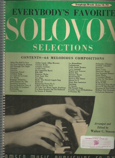Picture of Everybody's Favorite Series No. 72, Solovox Selections, EFS72, ed. by Walter C. Simon