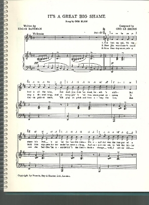 Picture of It's a Great Big Shame, Edgar Bateman & George LeBrunn, sung by Gus Elen, British Music Hall, pdf copy