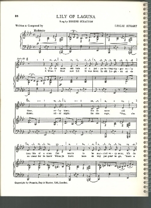 Picture of Lily of Laguna, Leslie Stuart, sung by Eugene Stratton, British Music Hall, pdf copy