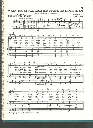 Picture of When You're All Dressed Up and No Place to Go, Benjamin Hapgood & Burt & Silvio Hein, sung by Raymond Hitchcock, British Music Hall, pdf copy