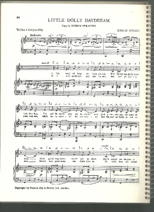 Picture of Little Dolly Daydream, Leslie Stuart, sung by Eugene Stratton, British Music Hall, pdf copy