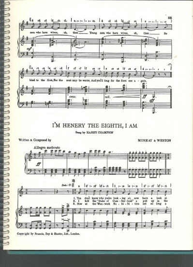 Picture of I'm Henery the Eighth I Am (I'm Henry the VIII I am), Murray & Weston, sung by Harry Champion, British Music Hall, pdf copy
