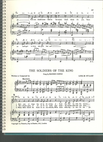 Picture of The Soldiers of the King, Leslie Stuart, sung by Hayden-Coffin, British Music Hall, pdf copy