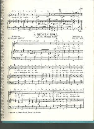 Picture of A Broken Doll, Clifford Harris &. J. W. Tate, sung by Miss Clarice Mayne, British Music Hall, pdf copy