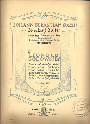 Picture of J. S. Bach Violin Sonata #1 in g minor, transcribed for piano solo by Leopold Godowsky