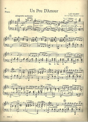 Picture of Un peu d'amour, Lao Silesu, arr. for piano solo by Edgar Russell Carver