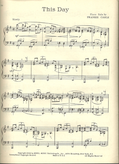 Picture of This Day, Frankie Carle, piano solo sheet, pdf copy