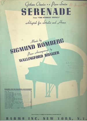Picture of Serenade from "The Student Prince", Sigmund Romberg, arr. for solo piano by Wallingford Riegger