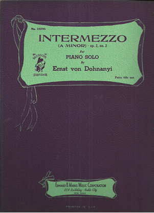 Picture of Intermezzo Op. 2 No. 2, Ernst von Dohnanyi, piano solo