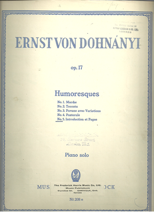 Picture of Introduction & Fugue, No. 5 from Humoresques Op. 17, Ernst von Dohnanyi, piano solo