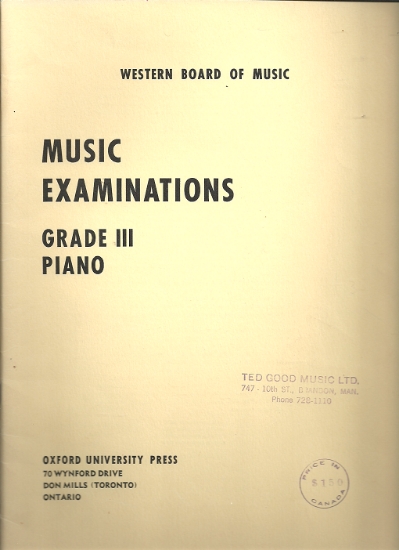 Picture of Western Board of Music, Grade 3 Piano Exam Book, 1958 Edition