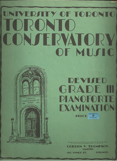 Picture of Royal Conservatory of Music, Grade  3 Piano Exam Book, 1941 Edition, University of Toronto