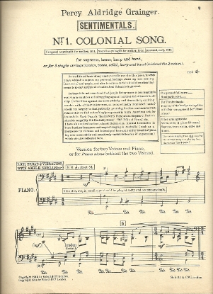 Picture of Colonial Song, Percy Grainger