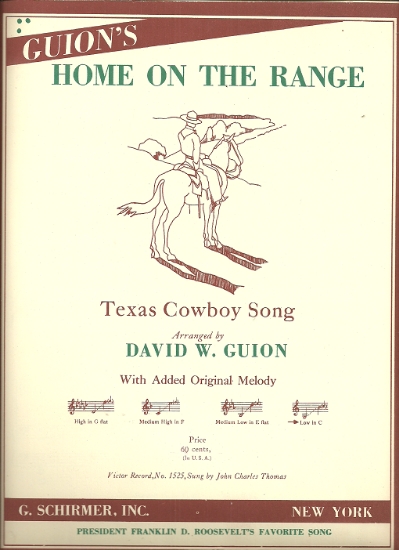 Picture of Home on the Range, from Texas Tunes, David W. Guion