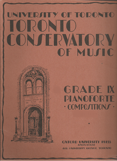 Picture of Royal Conservatory of Music, Grade  9 Piano Exam Book, 1943 Edition, University of Toronto