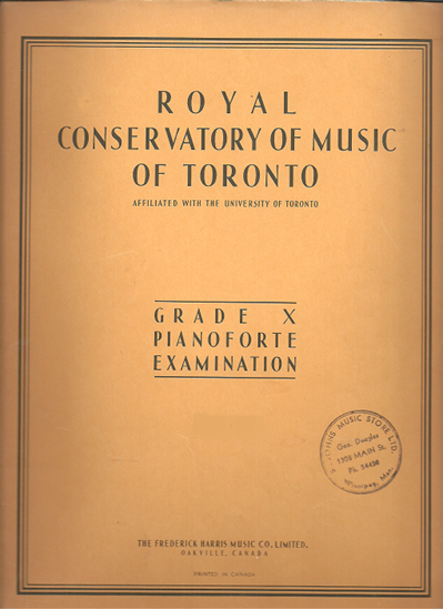 Picture of Royal Conservatory of Music, Grade 10 Piano Exam Book, 1948 Edition, University of Toronto