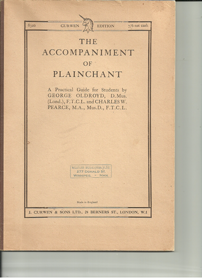 Picture of The Accompaniment of Plainchant, George Oldroyd & Charles W. Pearce, piano solo instruction/songbook