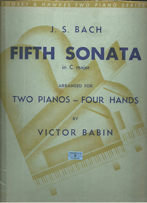 Picture of Fifth Sonata in C Major, J. S. Bach, arr. for piano duo by Victor Babin, piano duo 