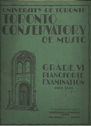 Picture of Royal Conservatory of Music, Grade  6 Piano Exam Book, 1941 Edition, University of Toronto
