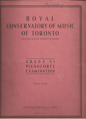 Picture of Royal Conservatory of Music, Grade  6 Piano Exam Book, 1947 Edition, University of Toronto