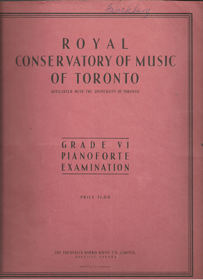 Picture of Royal Conservatory of Music, Grade  6 Piano Exam Book, 1947 Edition, University of Toronto
