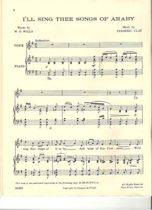 Picture of I'll Sing Thee Songs of Araby, W. G. Wills & Frederic Clay, tenor vocal solo