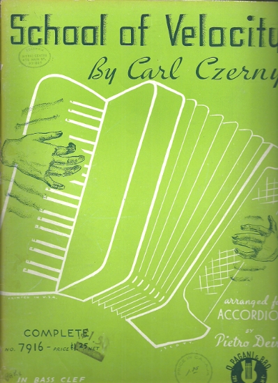 Picture of School of Velocity Complete Opus 299, Carl Czerny, arr. Pietro Deiro, accordion 