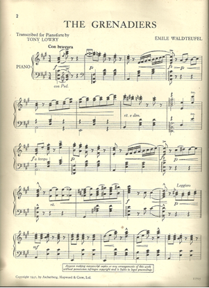 Picture of The Grenadiers, E. Waldteufel, transcribed for piano solo by Tony Lowry