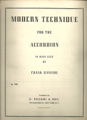 Picture of Modern Technique for the Accordion in Bass Clef, Frank Gaviani