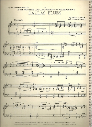 Picture of Dallas Blues, Hart A. Wand & Lloyd Gassett, transc. for piano solo by Willard Robison, pdf copy