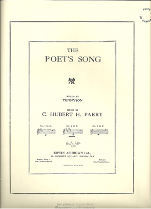 Picture of The Poet's Song, Alfred Tennyson & C. Hubert H. Parry, medium voice solo