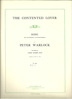 Picture of The Contented Lover, James Mabbe & Peter Warlock, high voice solo